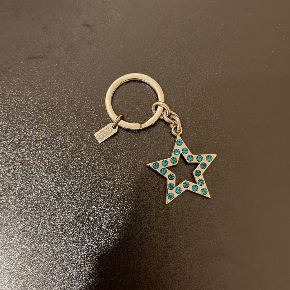 Blue Rhinestone Star COACH Keychain